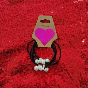 Black Faux Pearl Hair Ties